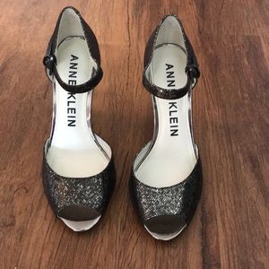Anne Klein Sparkly Peep-Toe Heels